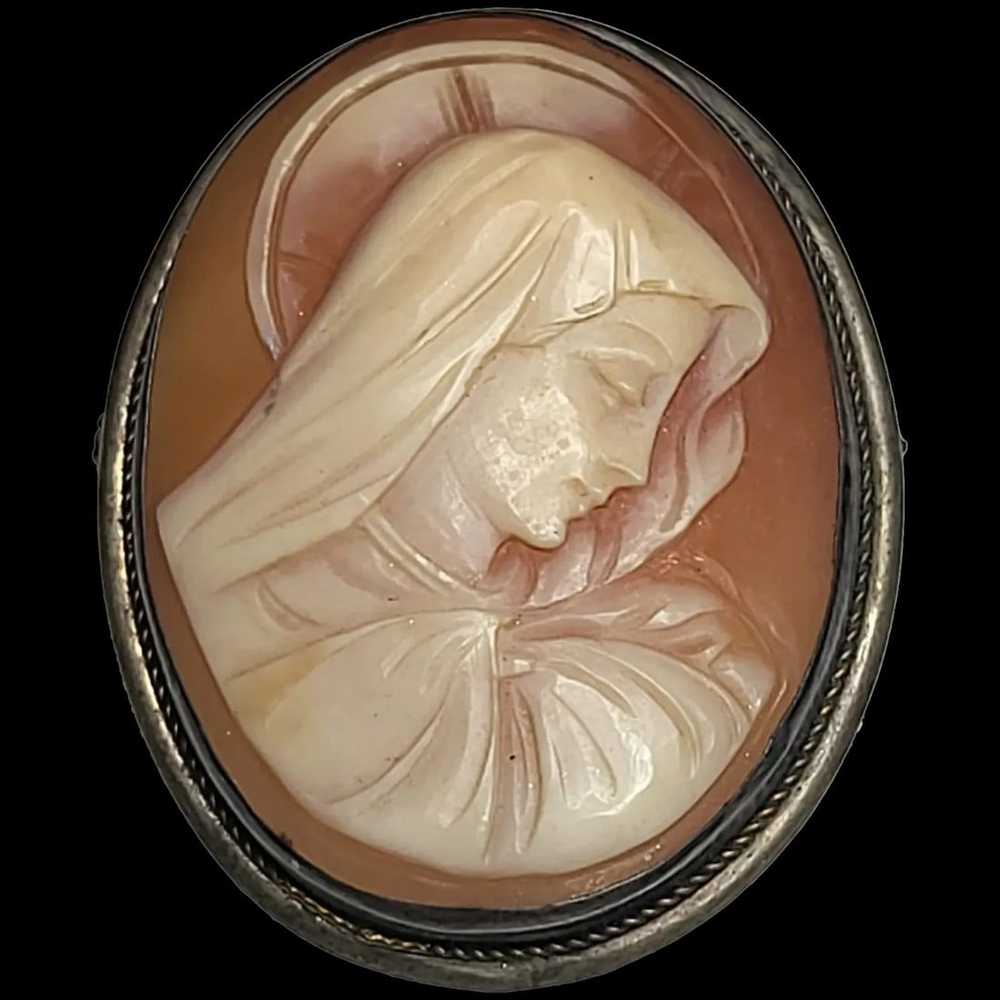 Madonna Virgin Mary Vintage Silver Hand-Carved Sh… - image 1