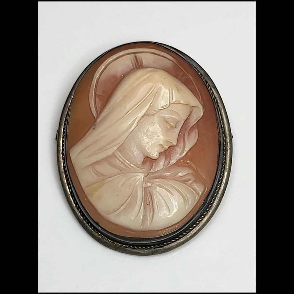 Madonna Virgin Mary Vintage Silver Hand-Carved Sh… - image 2