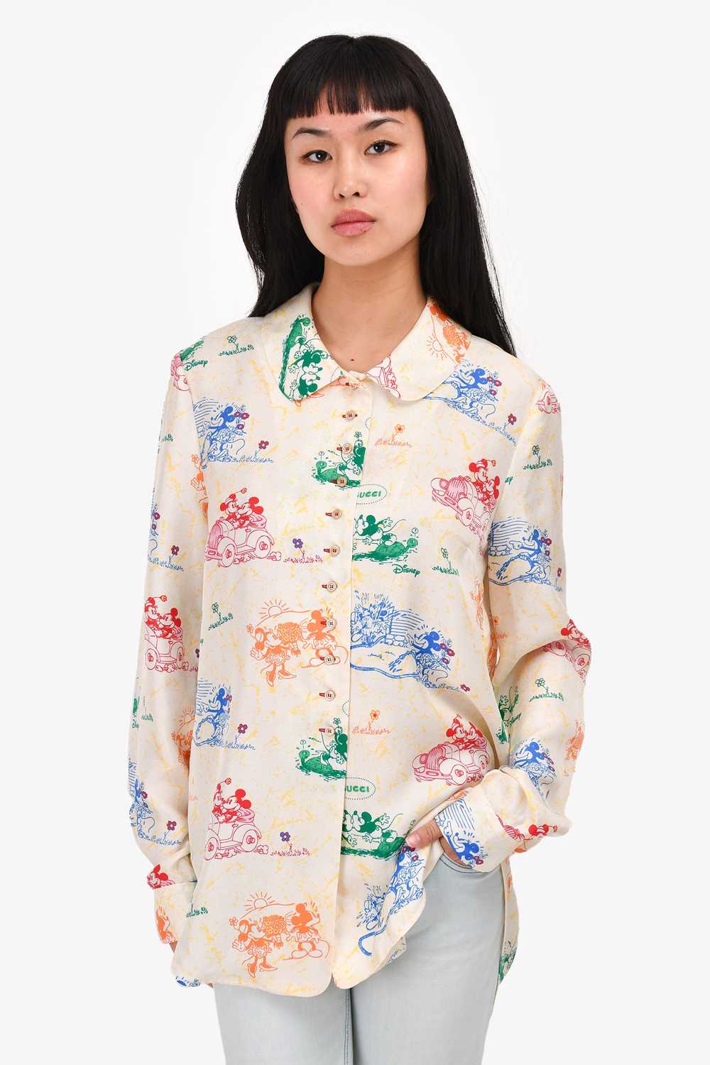 Gucci x Disney Cream/Multicolour Silk Print Shirt… - image 1