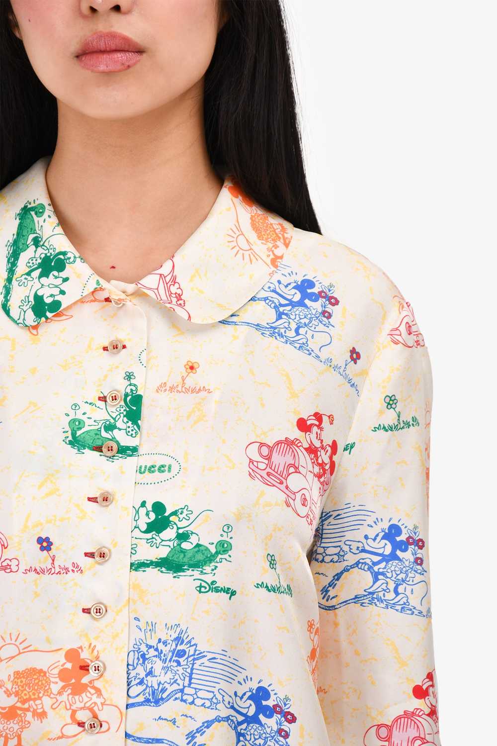 Gucci x Disney Cream/Multicolour Silk Print Shirt… - image 2