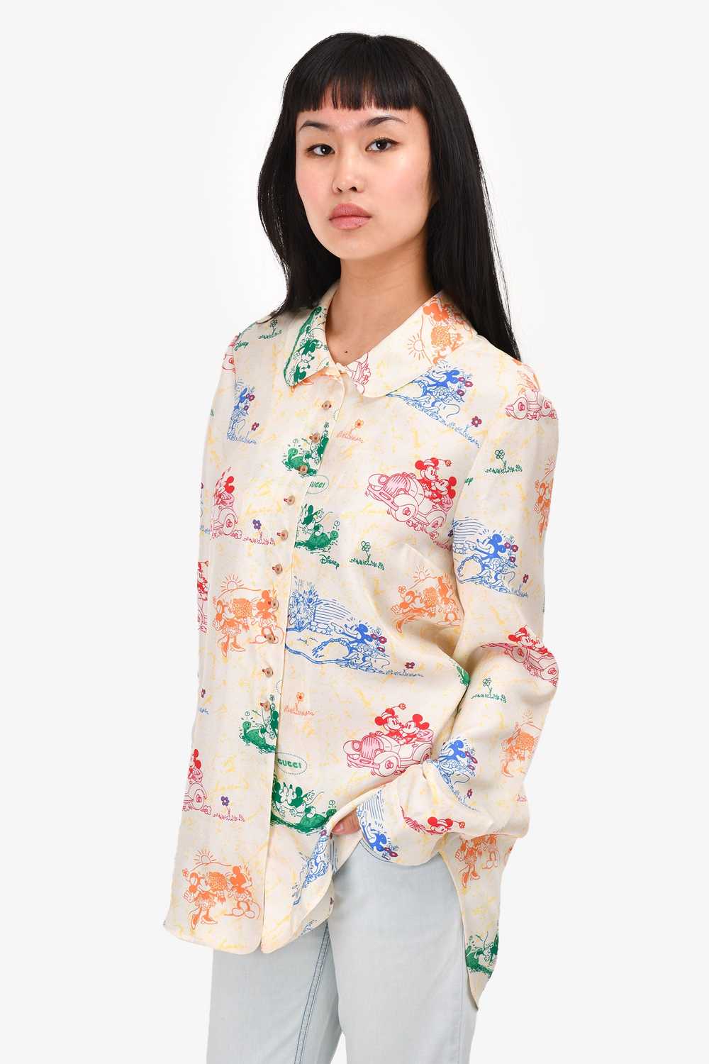 Gucci x Disney Cream/Multicolour Silk Print Shirt… - image 3