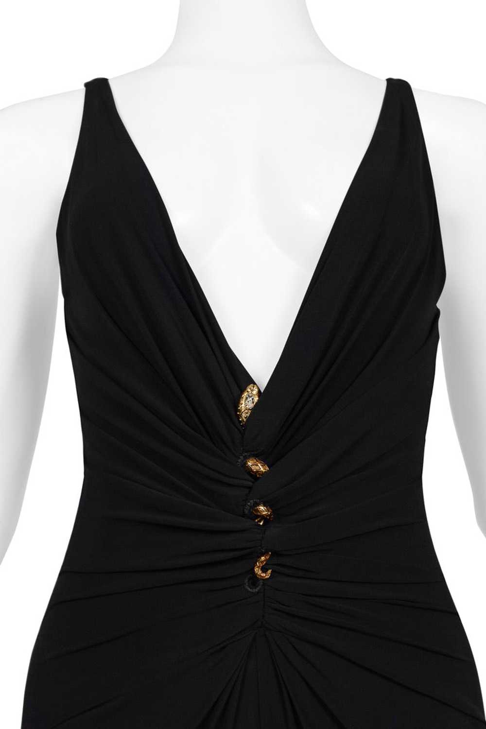 ROBERTO CAVALLI BLACK JERSEY EVENING GOWN WITH GO… - image 2