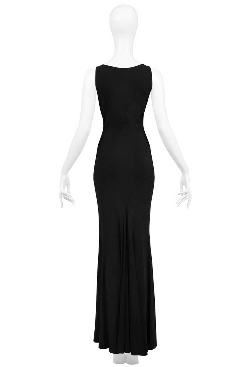 ROBERTO CAVALLI BLACK JERSEY EVENING GOWN WITH GO… - image 4