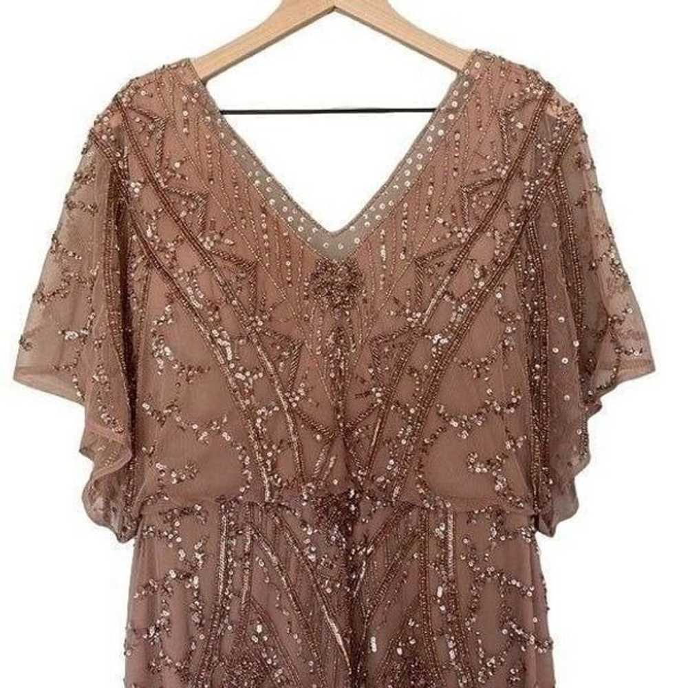 Christina Wu Beaded Rose Gold Size 16 Gown XL Dre… - image 3
