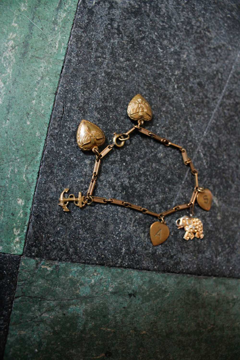 1940s Novelty Brass Charm Bracelet - image 8