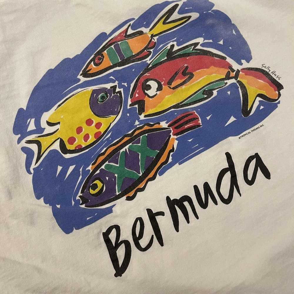 Vtg 90s Island Bermuda Art Bright Hanes TShirt XL… - image 4