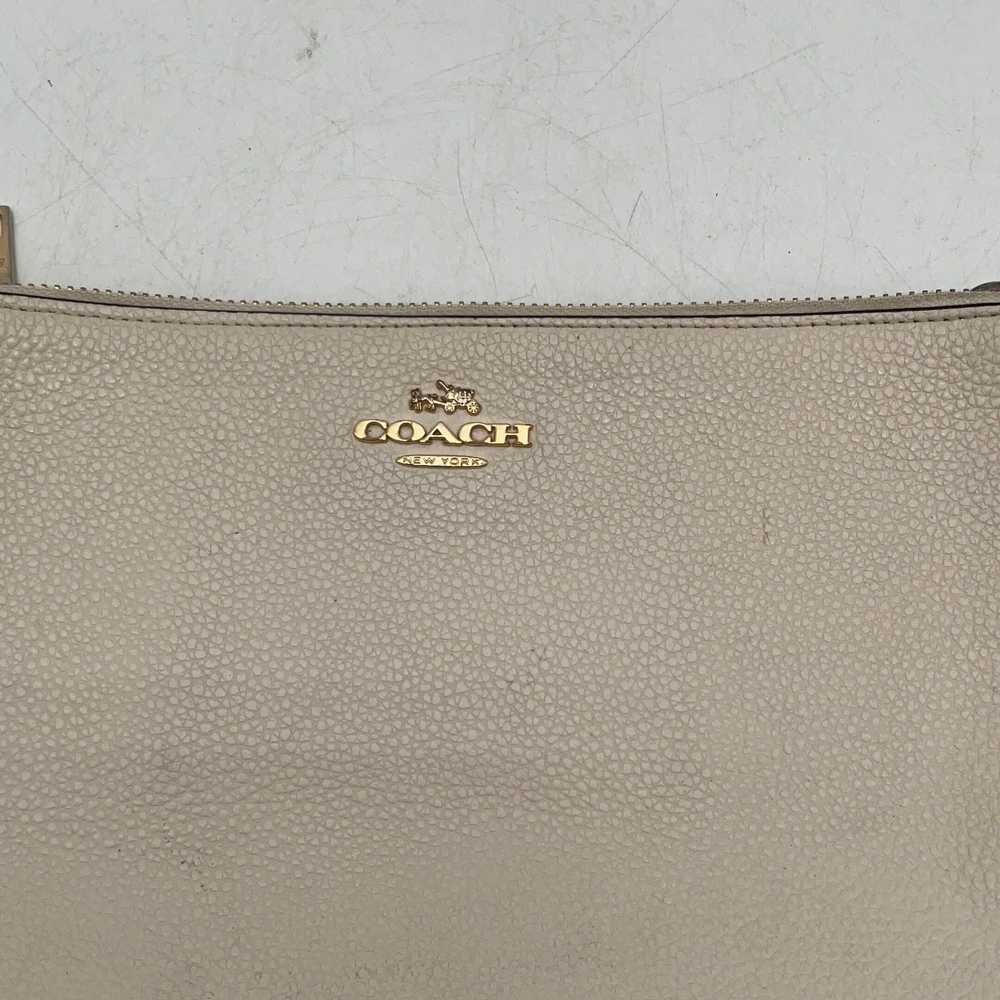 Coach Womens Beige Leather Adjustable Strap Zippe… - image 3