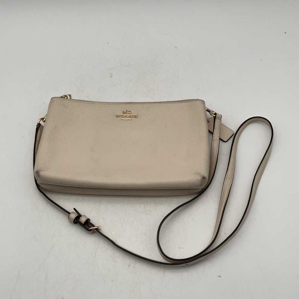 Coach Womens Beige Leather Adjustable Strap Zippe… - image 5