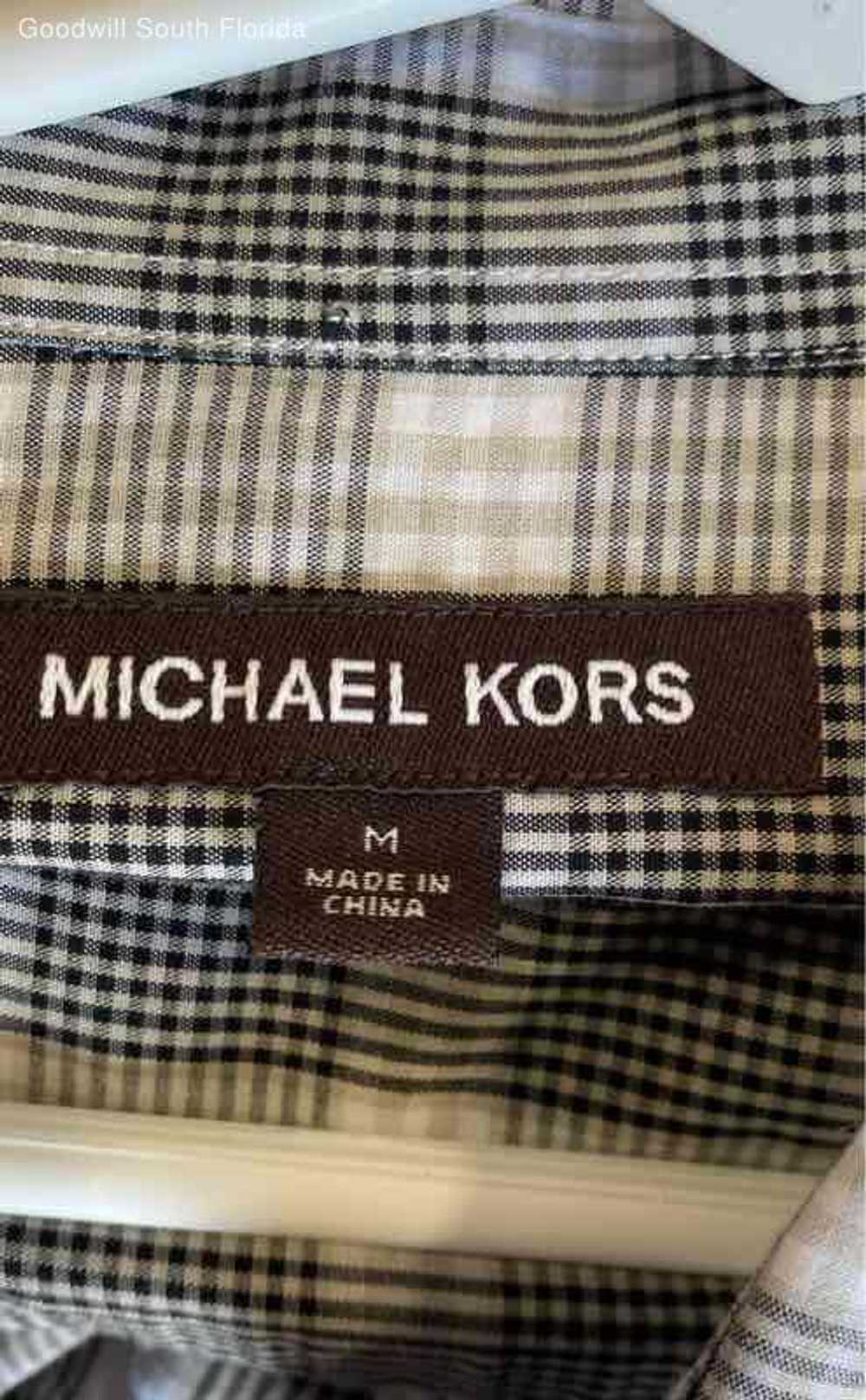 Michael Kors Mens Black White Gray Plaid Shirt Si… - image 6