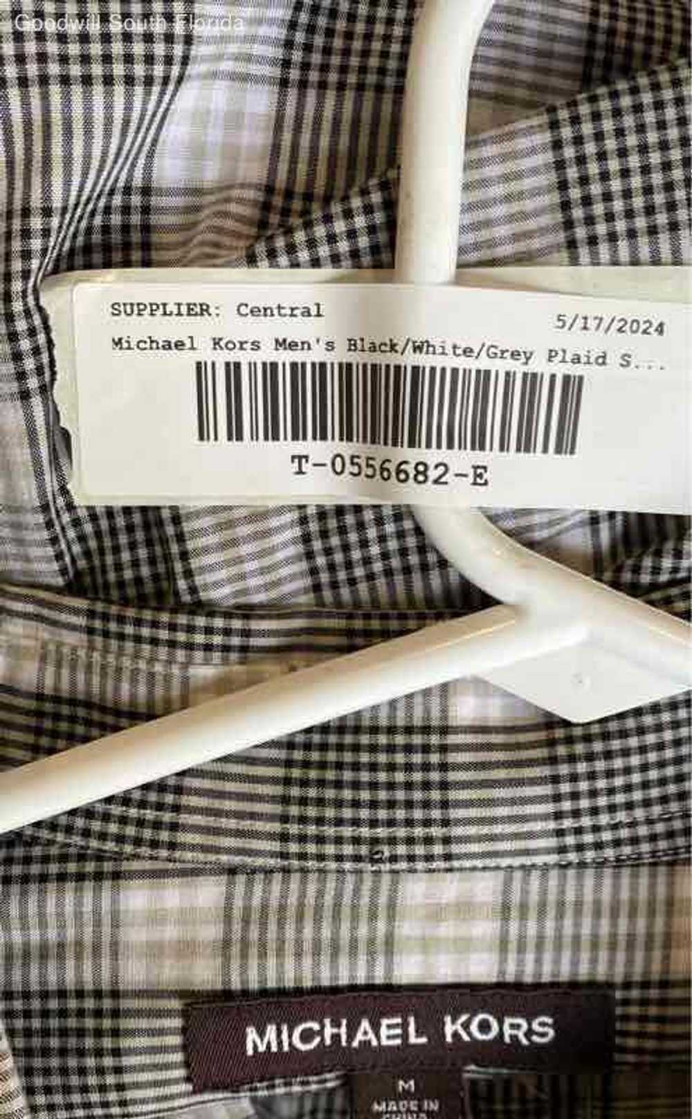 Michael Kors Mens Black White Gray Plaid Shirt Si… - image 7