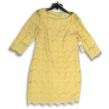 NWT Eliza J Womens Yellow Floral Lace 3/4 Sleeve … - image 1