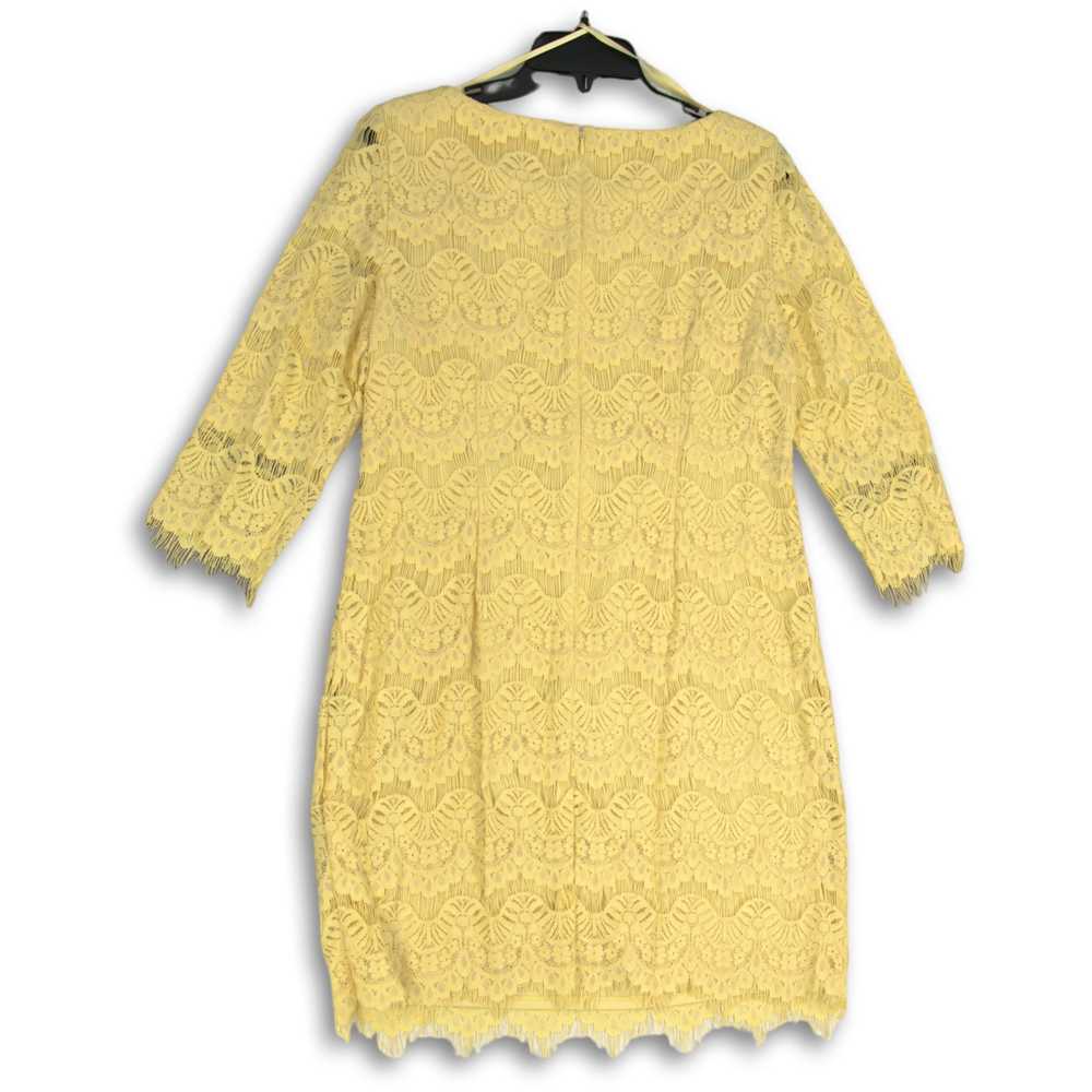 NWT Eliza J Womens Yellow Floral Lace 3/4 Sleeve … - image 2