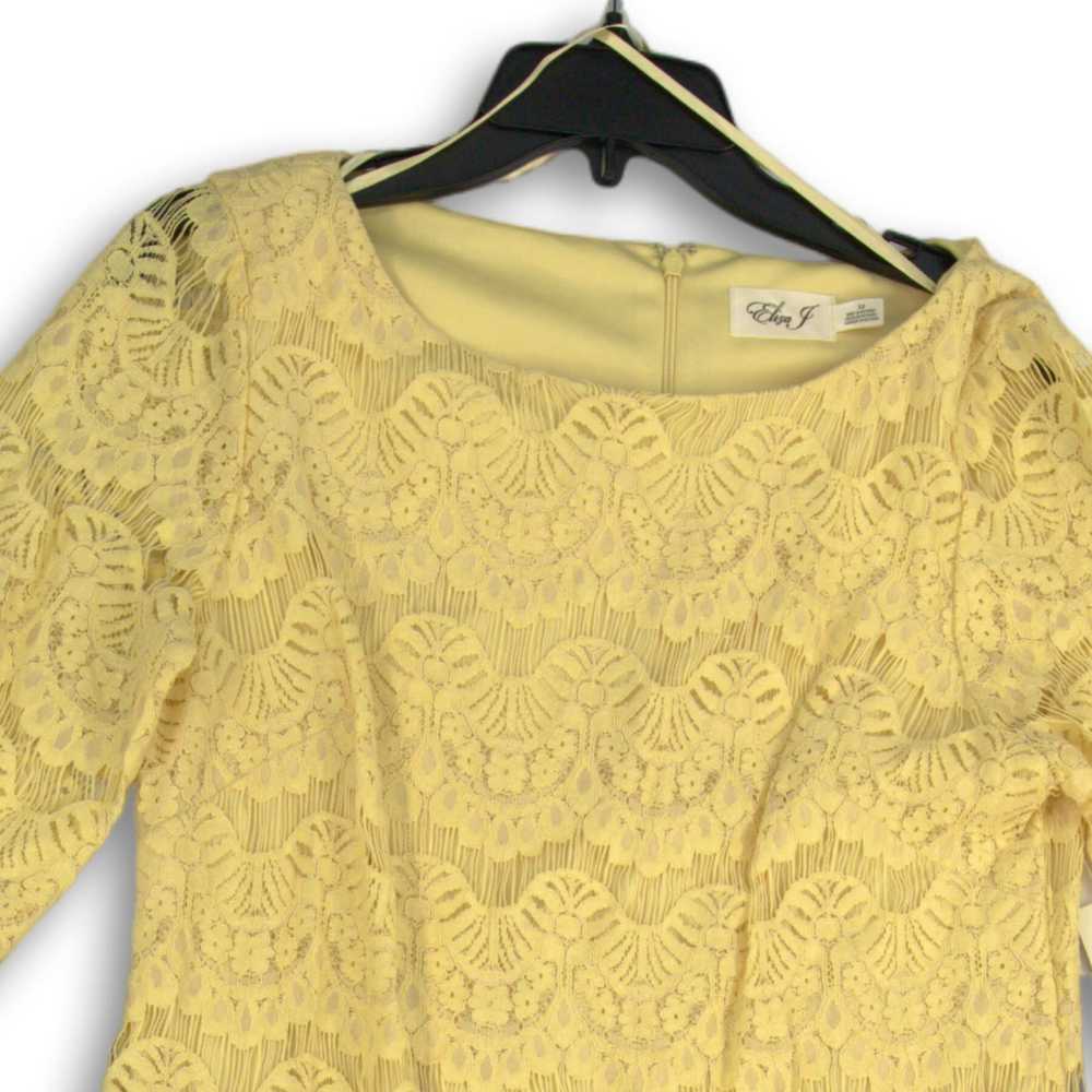 NWT Eliza J Womens Yellow Floral Lace 3/4 Sleeve … - image 3