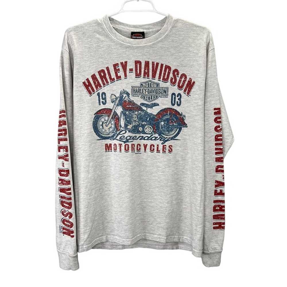 Harley Davidson T Shirt L Rockford IL Baseball Pi… - image 2