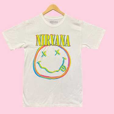 Nirvana Nevermind Colorful Smiley Grunge Band Tee 