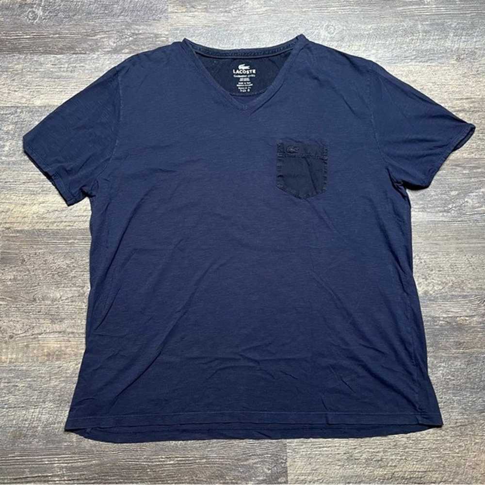 Lacoste V-Neck T-shirt with Pocket, Navy Blue, Si… - image 1