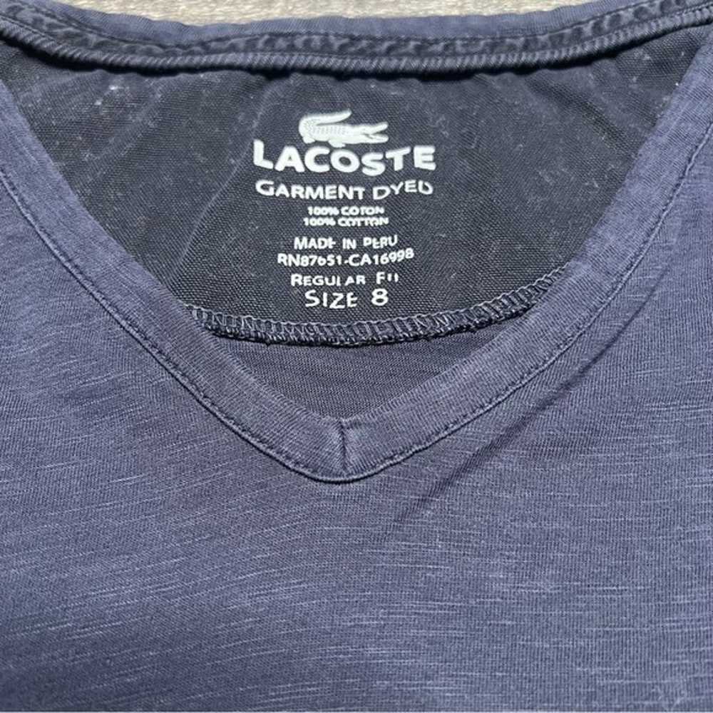 Lacoste V-Neck T-shirt with Pocket, Navy Blue, Si… - image 3