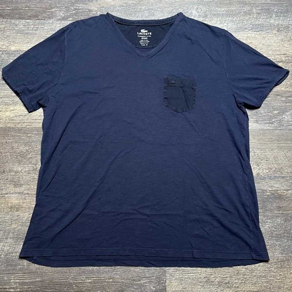 Lacoste V-Neck T-shirt with Pocket, Navy Blue, Si… - image 6