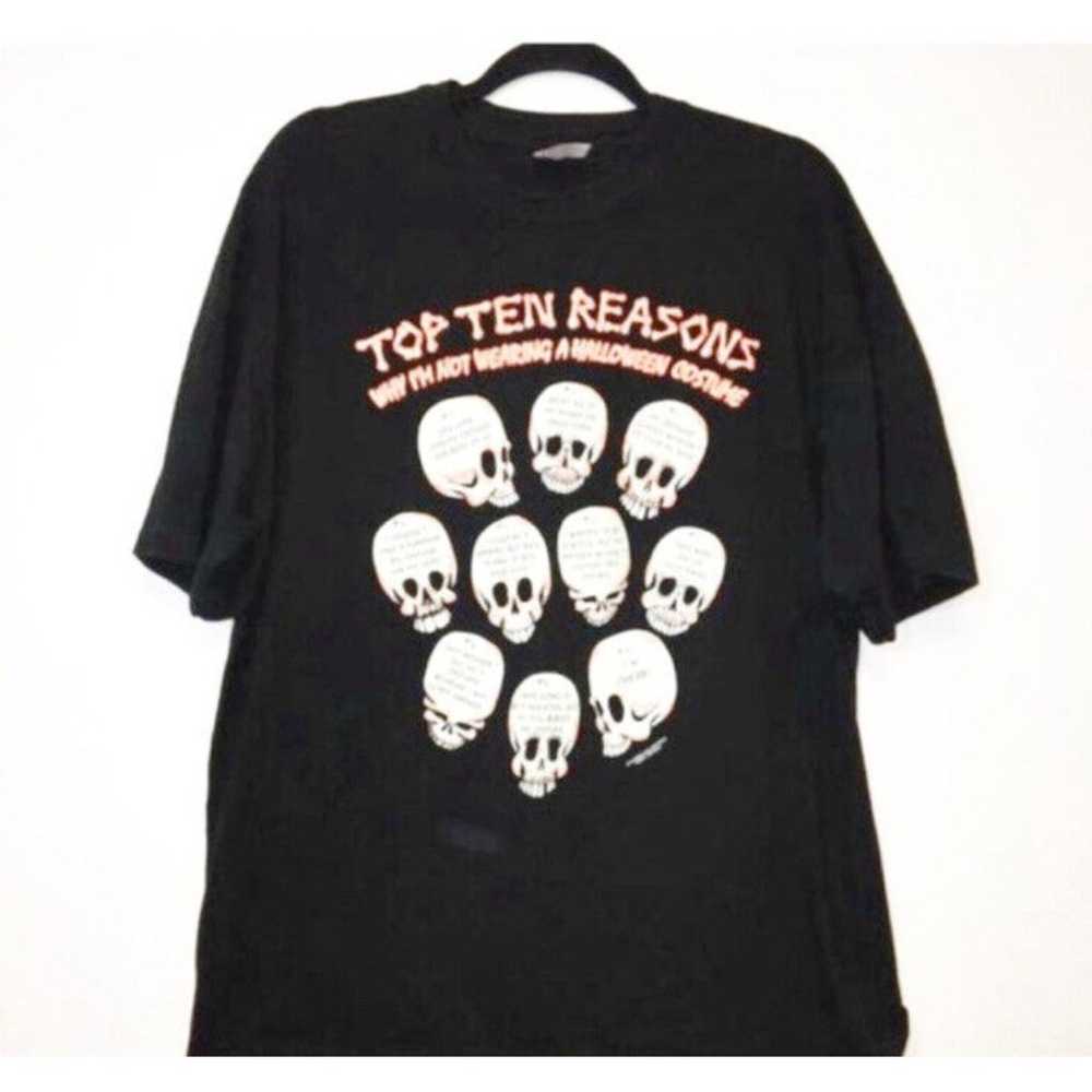 Vintage 90s Black Halloween Skull Tee Mens Size XL - image 1