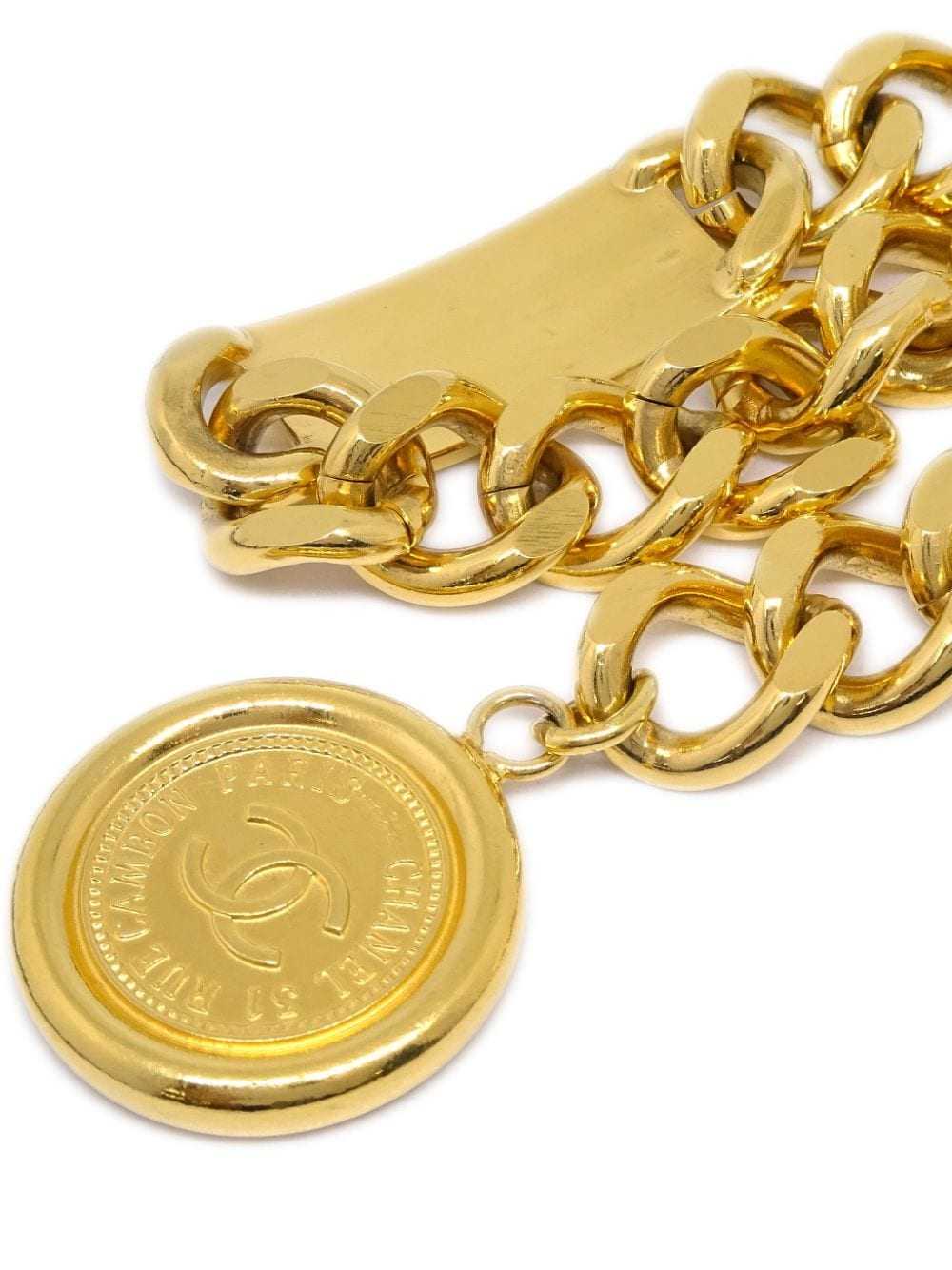 CHANEL Pre-Owned 1990-2000 logo charm curb-link c… - image 2