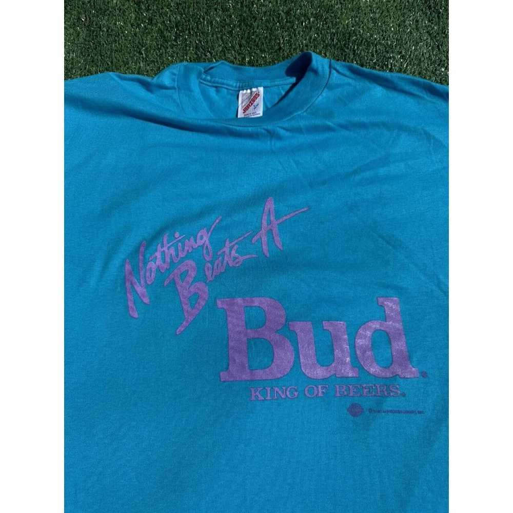 Vintage 90s Nothing Beats a Bud King of Beers Scr… - image 2