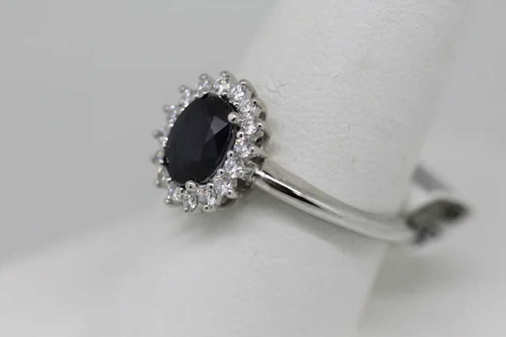 950 Platinum Sapphire and Diamond Ring - Size 8.75 - image 2