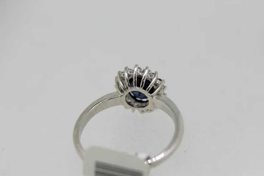 950 Platinum Sapphire and Diamond Ring - Size 8.75 - image 3