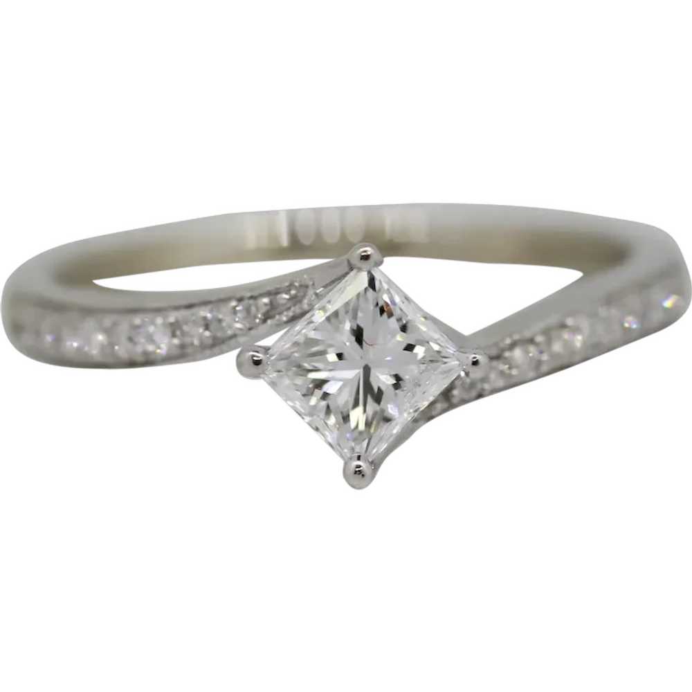 14k White Gold Princess Cut Diamond Engagement Ri… - image 1