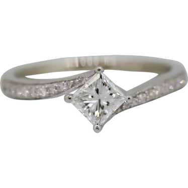 14k White Gold Princess Cut Diamond Engagement Ri… - image 1