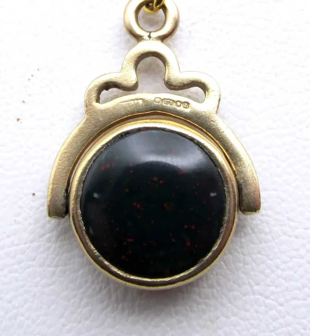 Antique 9k Gold Onyx Carnelian Double Sided Swive… - image 2