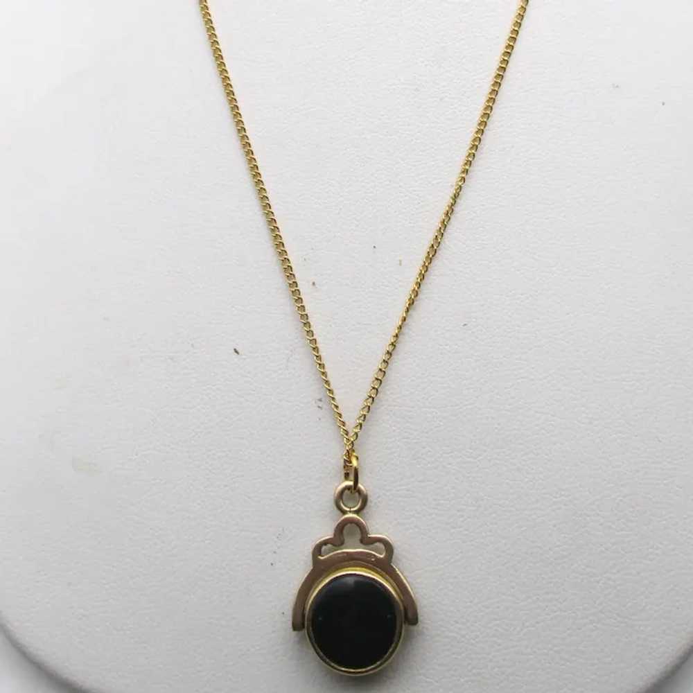 Antique 9k Gold Onyx Carnelian Double Sided Swive… - image 7