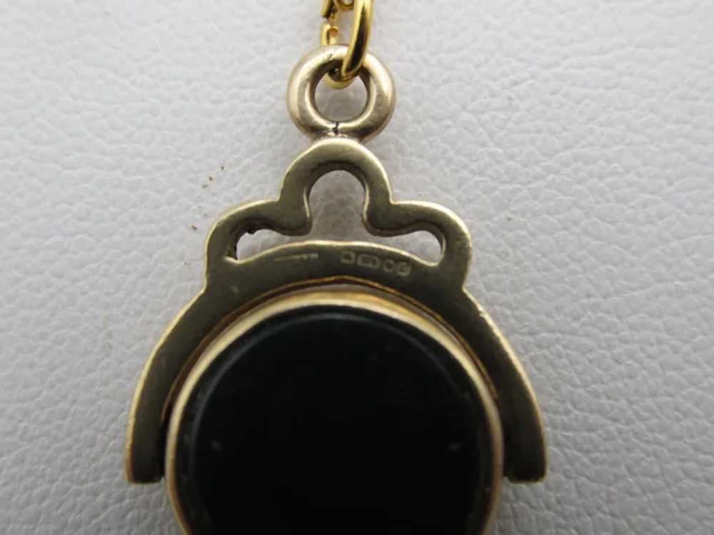 Antique 9k Gold Onyx Carnelian Double Sided Swive… - image 9