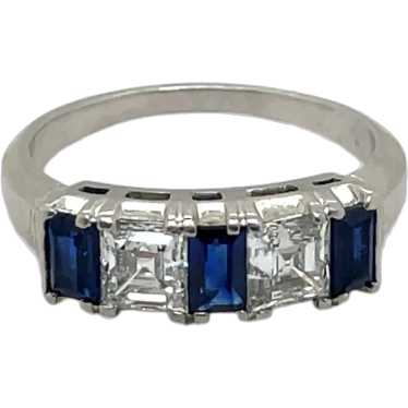 Platinum Sapphire and Diamond Ring - image 1