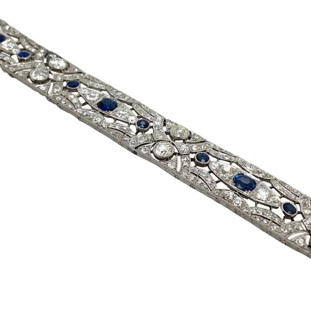 Art Deco Platinum Diamond and Sapphire Bracelet - image 3