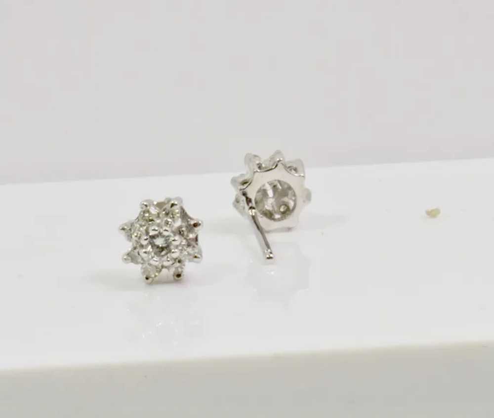 Cluster Diamond Stud Earrings in 14k White Gold - image 2