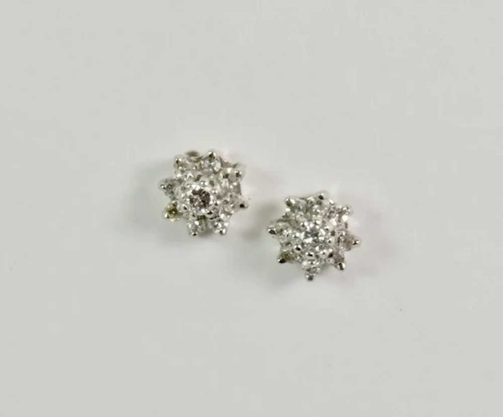 Cluster Diamond Stud Earrings in 14k White Gold - image 4