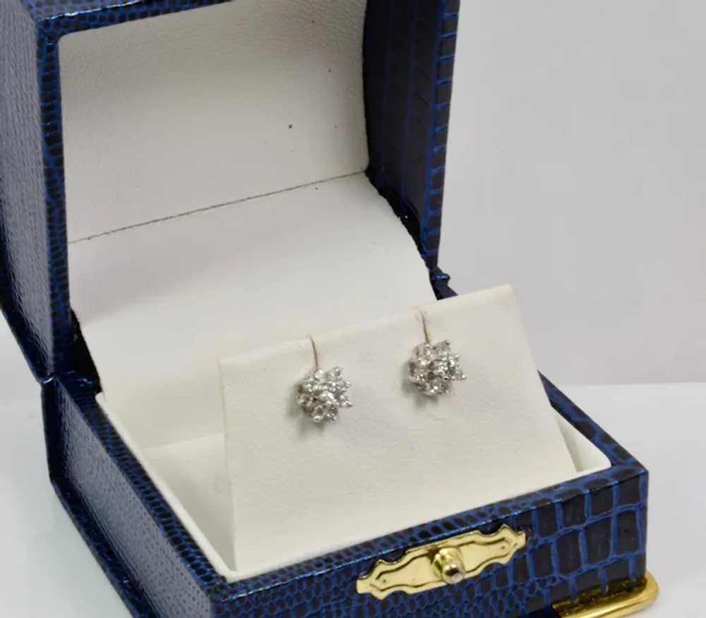 Cluster Diamond Stud Earrings in 14k White Gold - image 7