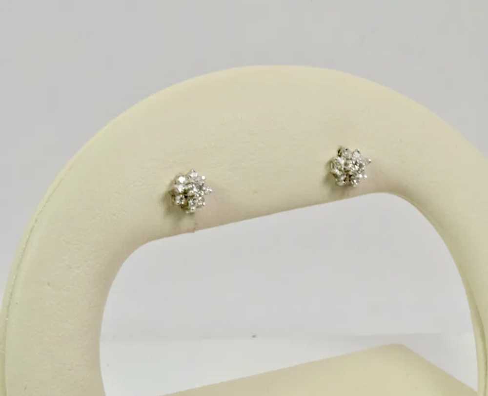 Cluster Diamond Stud Earrings in 14k White Gold - image 8