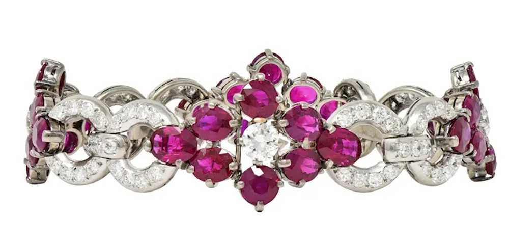 Mid-Century 27.62 CTW Ruby Diamond Platinum Clust… - image 12