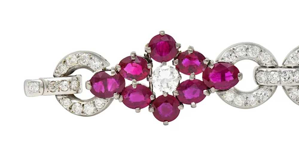 Mid-Century 27.62 CTW Ruby Diamond Platinum Clust… - image 5