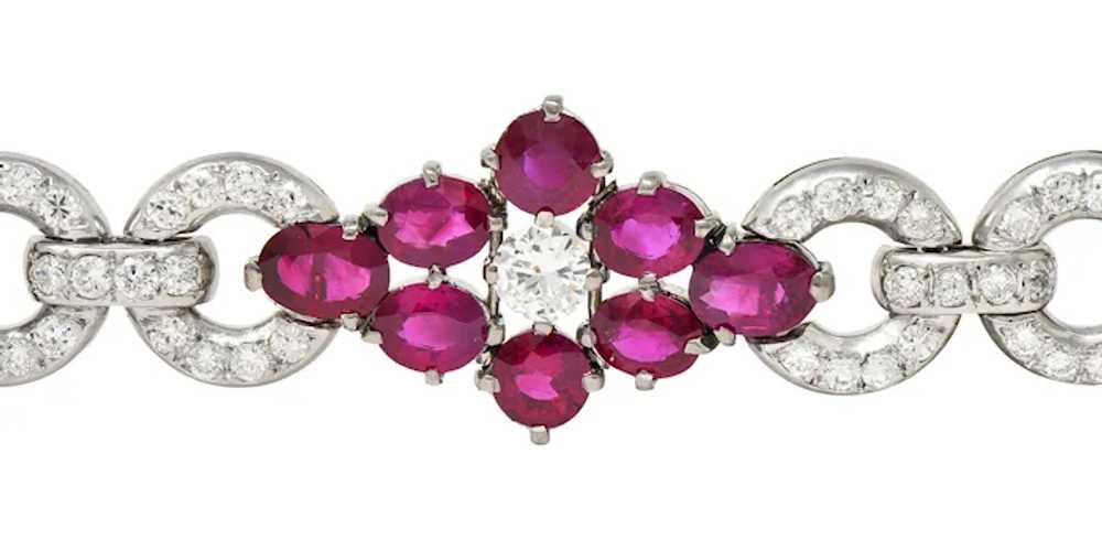 Mid-Century 27.62 CTW Ruby Diamond Platinum Clust… - image 6