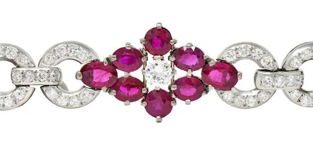 Mid-Century 27.62 CTW Ruby Diamond Platinum Clust… - image 7