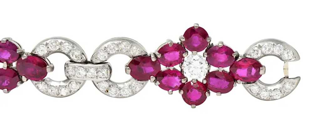 Mid-Century 27.62 CTW Ruby Diamond Platinum Clust… - image 8