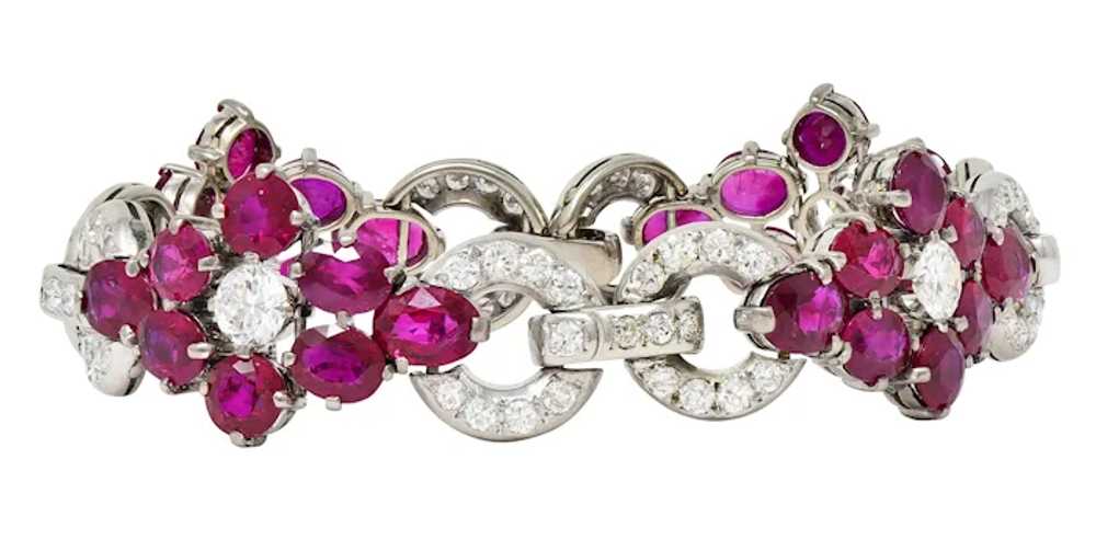 Mid-Century 27.62 CTW Ruby Diamond Platinum Clust… - image 9