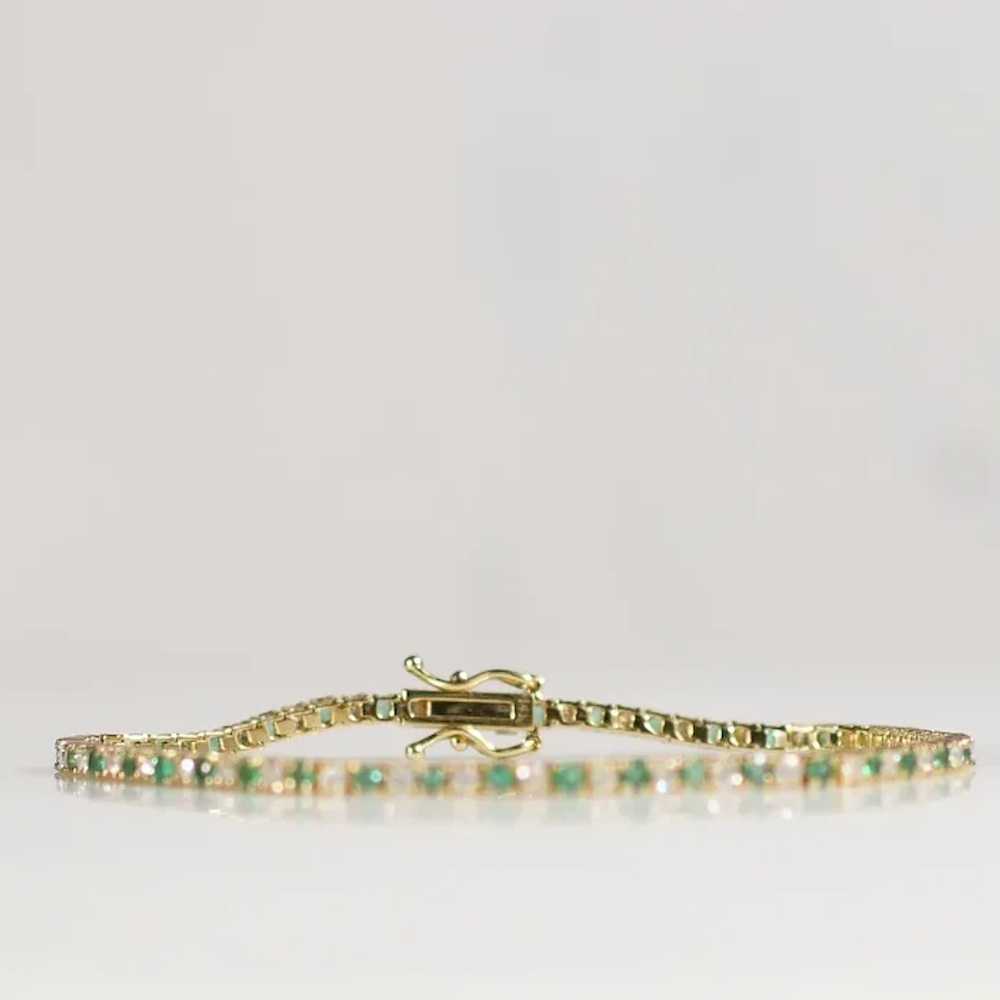2.42ctw Natural Emerald and Diamond Tennis Bracel… - image 3