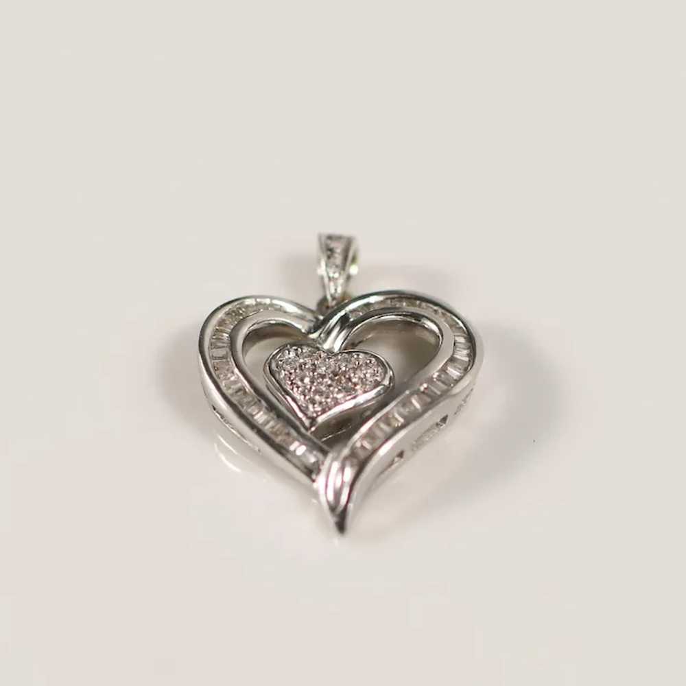 0.75ctw Diamond Heart Pendant in 10K White Gold - image 2