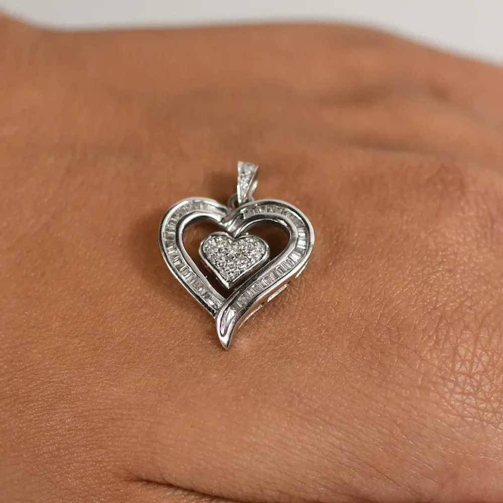 0.75ctw Diamond Heart Pendant in 10K White Gold - image 5