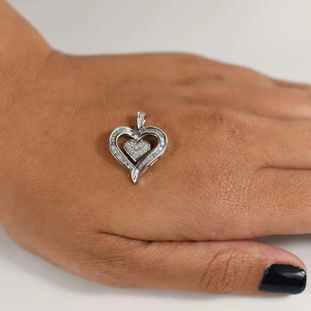 0.75ctw Diamond Heart Pendant in 10K White Gold - image 6