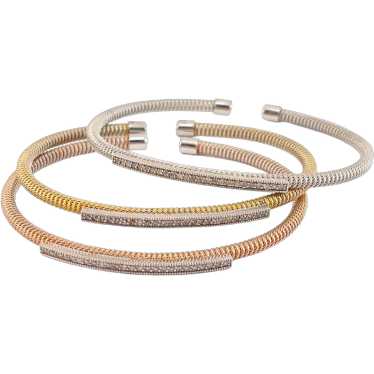 Flex Coiled Cuff Bracelet Set of 3 925 Diamond Ro… - image 1