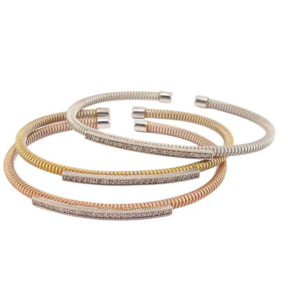 Flex Coiled Cuff Bracelet Set of 3 925 Diamond Ro… - image 3